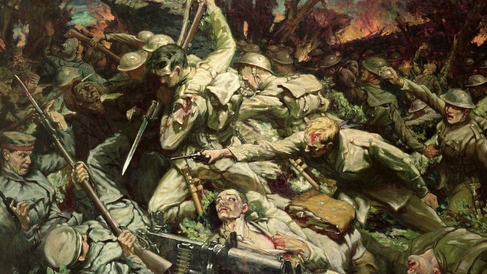 The Welsh Division at the Battle of Mametz Wood by Christopher Williams, part of an exhibition at the National Museum Wales