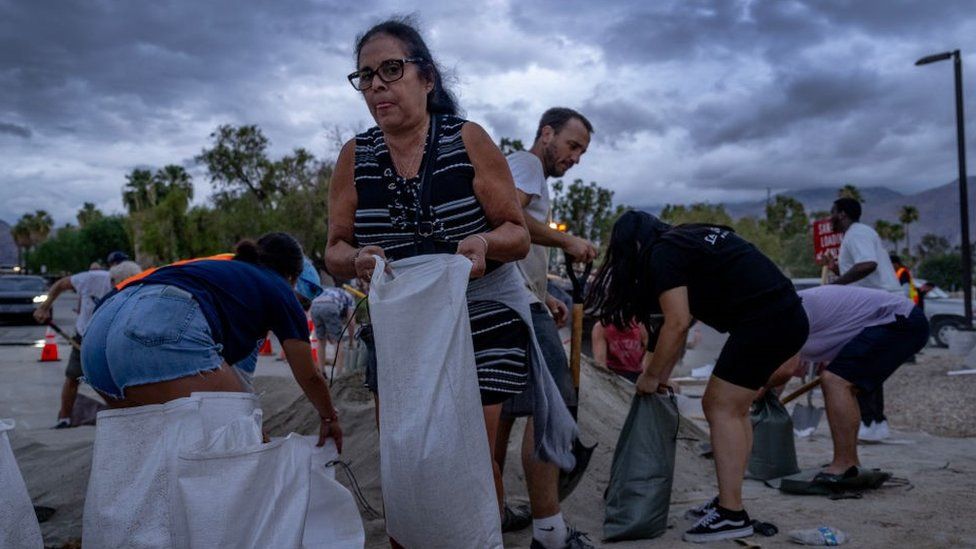 People prepare for storms in Palm Springs, California