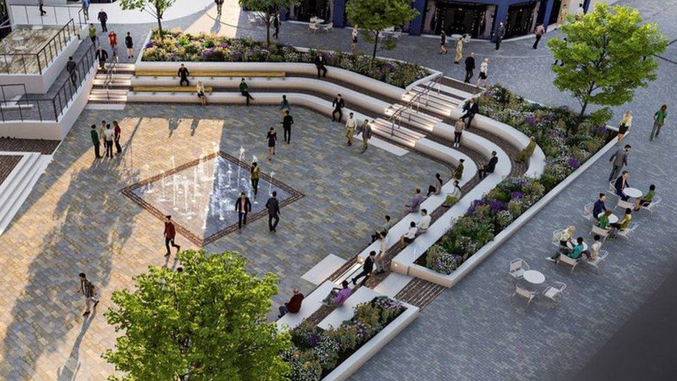 Artist's impression the proposed amphitheatre in town centre