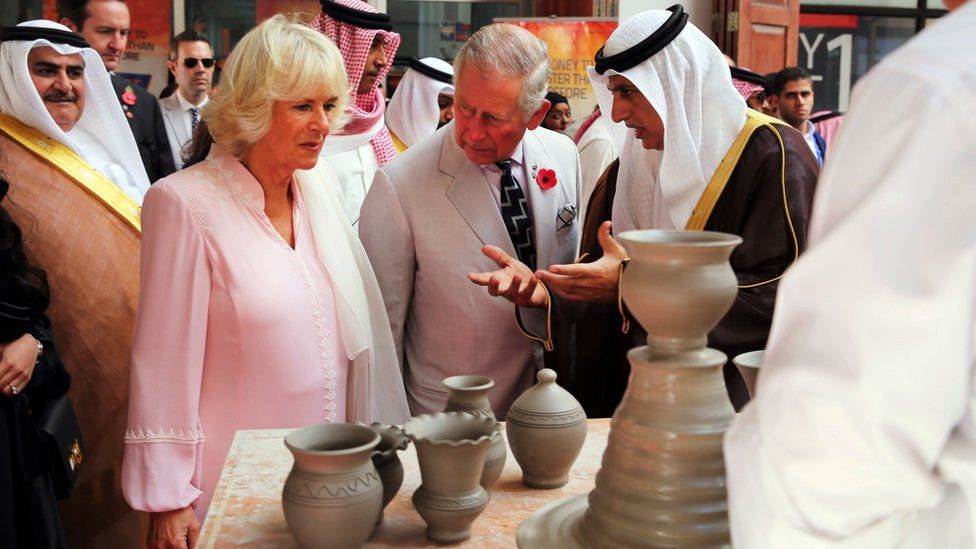 Charles and Camilla visit a market in Manama, Bahrain's capital