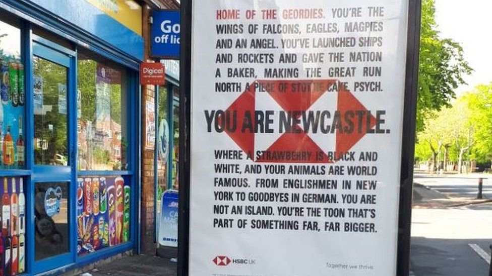 A billboard celebrating Newcastle spotted in Bulwell