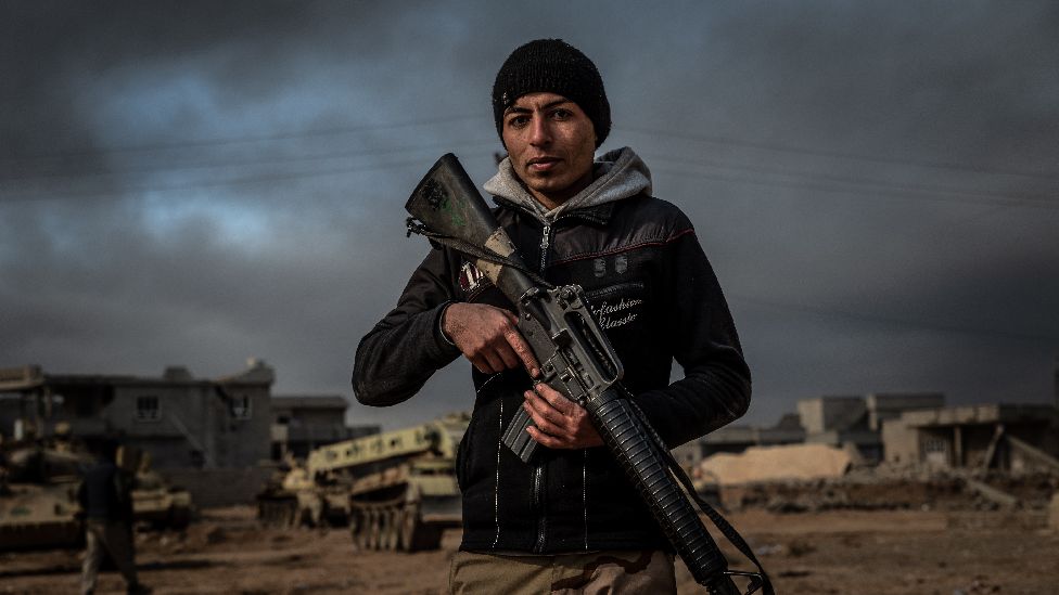 Soldier in Qayyarah, Iraq