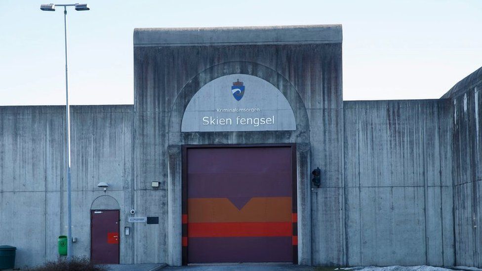 A general exterior view of the main entrance to Skien prison, some 130 km south west of Oslo, Norway, 12 February 2016.