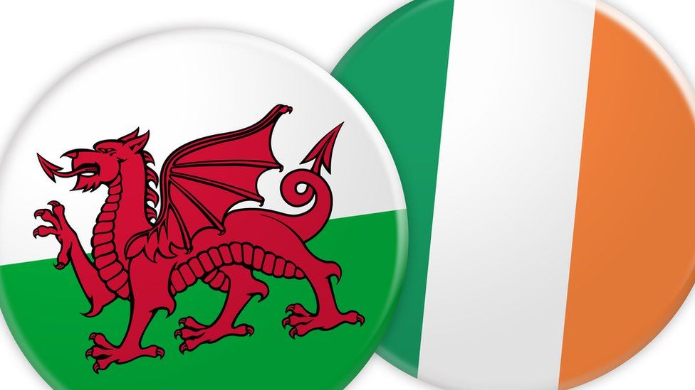 Welsh flag and Irish flag
