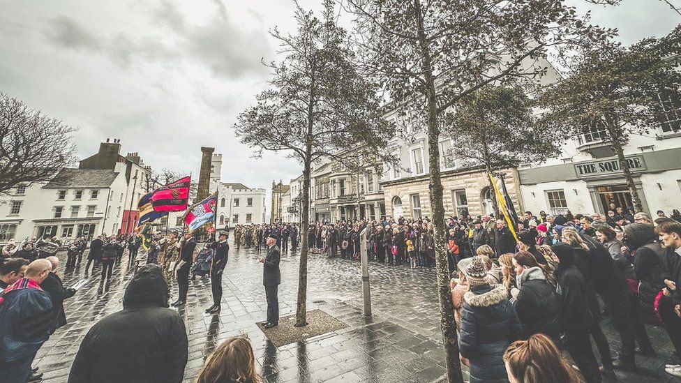 Remembrance Sunday in Castletown Square