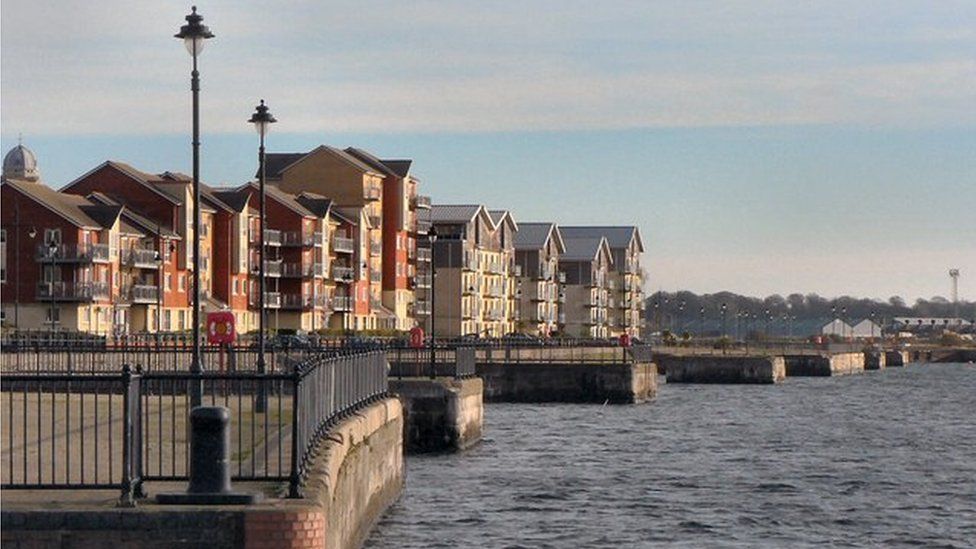 New housing on Barry waterfront, south Wales