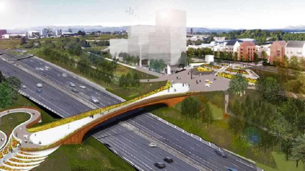 The "street in the sky" bridge will link new civic spaces
