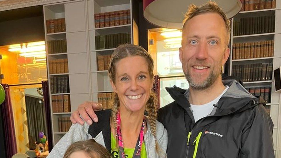 Gemma Percival and a family member after a marathon