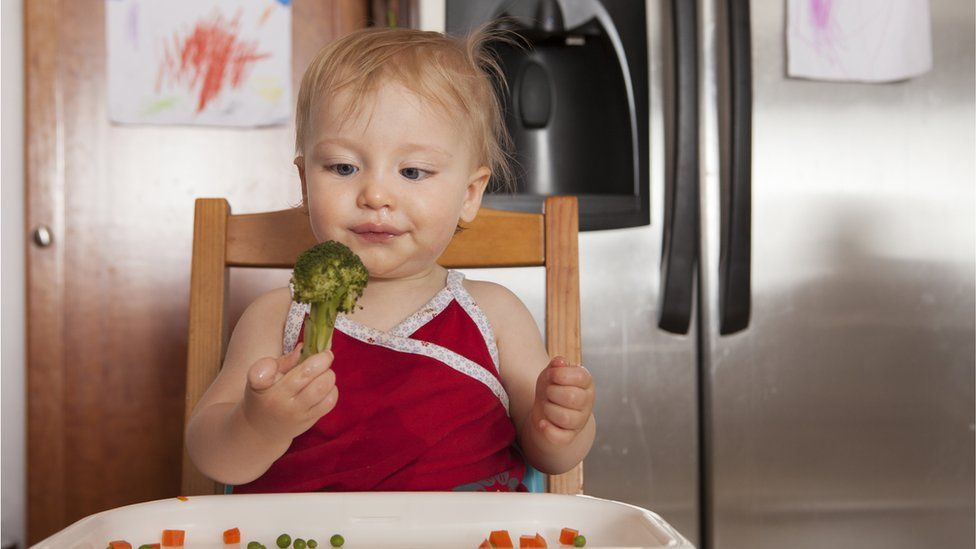 File photo of baby holding broccoli