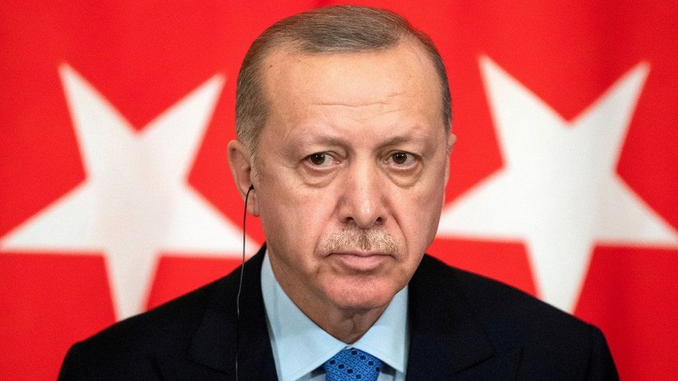 Turkish President Tayyip Erdogan attends a news conference