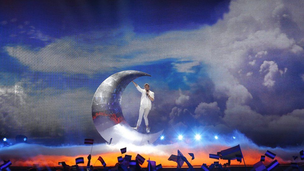 Nathan Trent from Austria performs with the song Running On Air during the Eurovision Song Contest