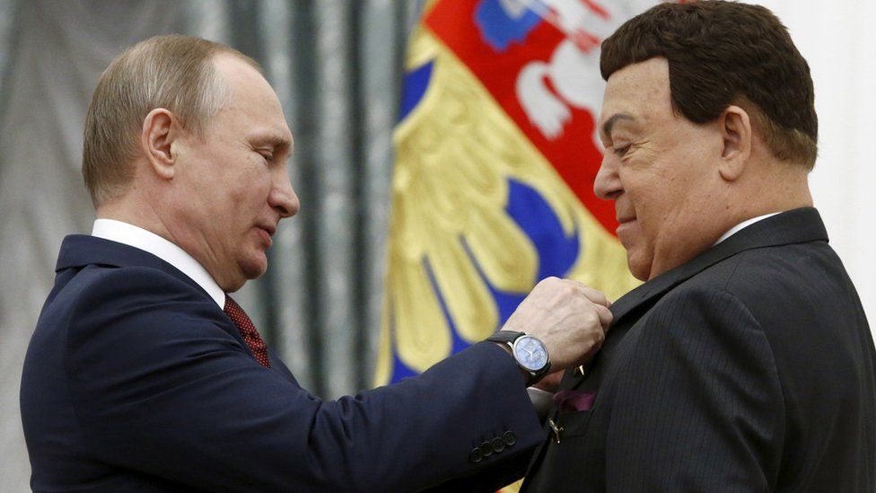 President Putin honoured Kobzon with the Hero of Labour medal at the Kremlin in 2016