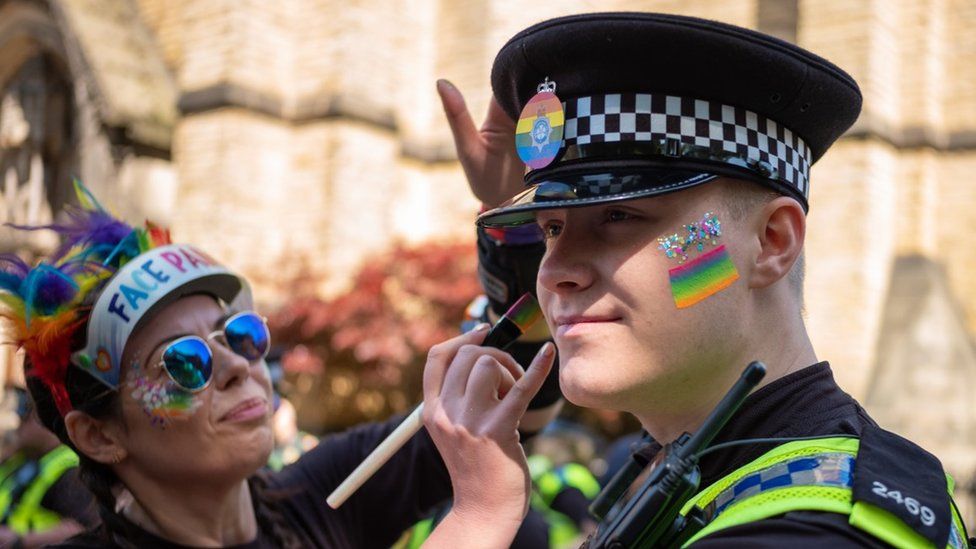 A North Yorkshire Police officer at York Pride in June