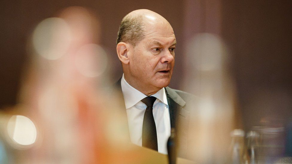 Olaf Scholz pictured at cabinet meeting