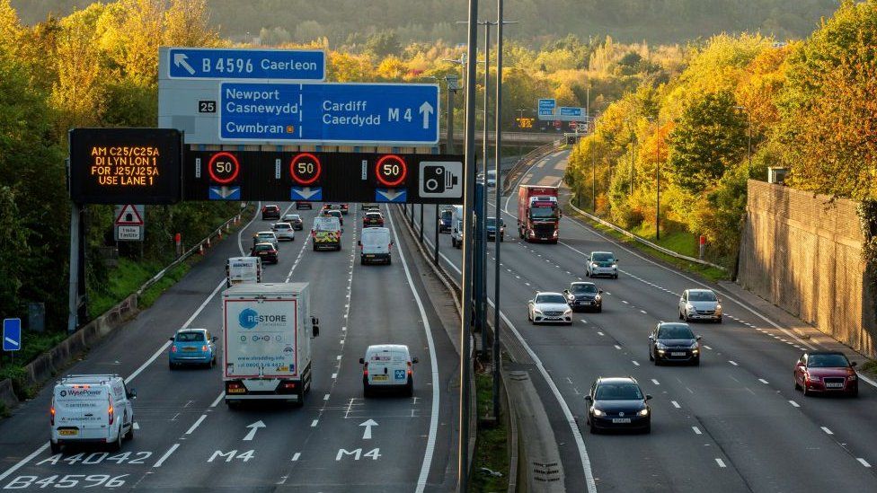 The M4 motorway in south Wales