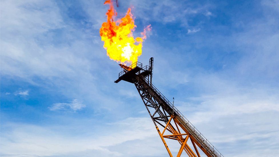 Gas flare from platform