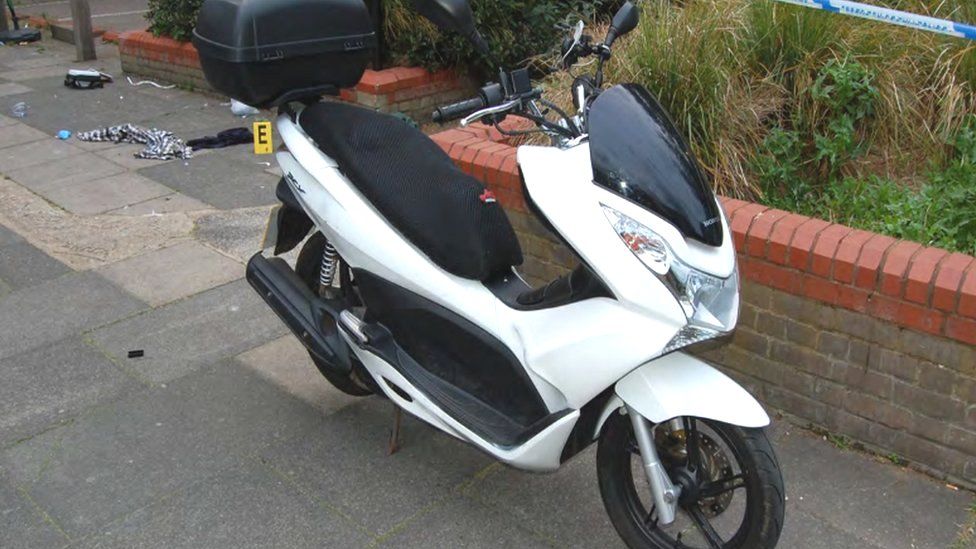 Handout photo issued by the Crown Prosecution Service of a scooter belonging to Iderval Da Silva,