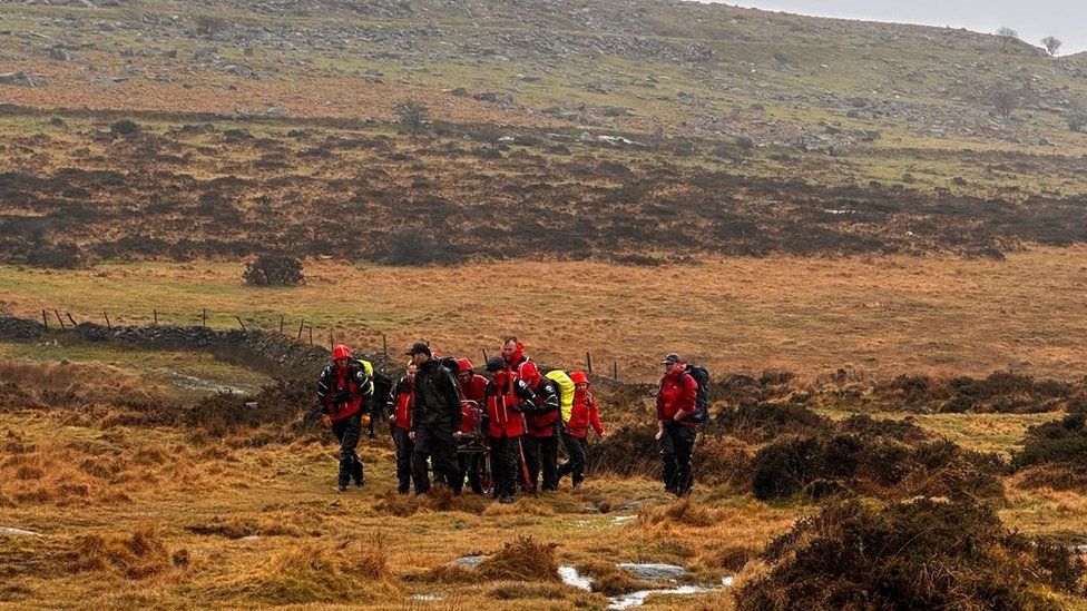 The Dartmoor Search and Rescue Team in Tavistock rescue a person from near King's Tor
