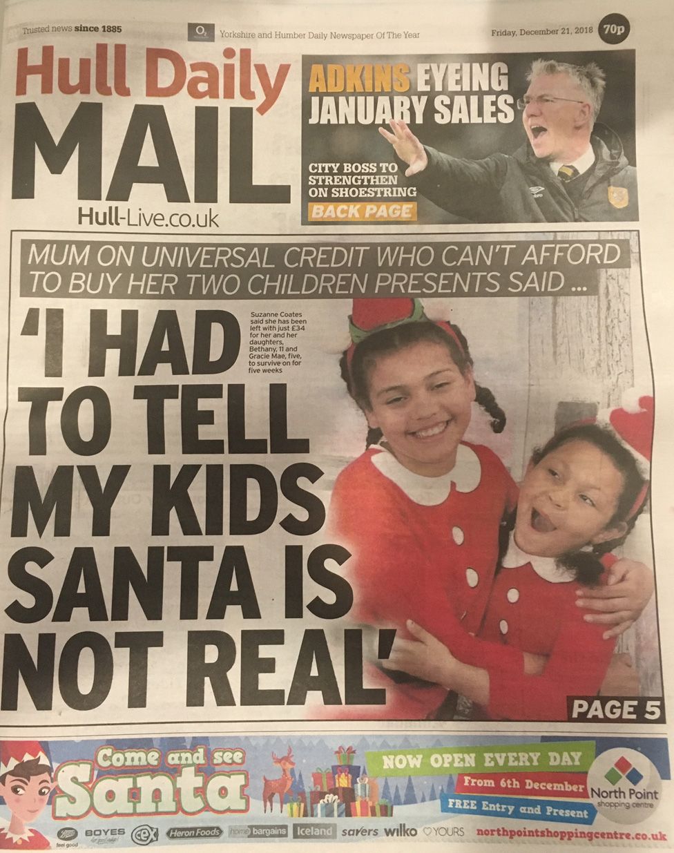 Newspaper Defends Santa Is Not Real Front Page Bbc News