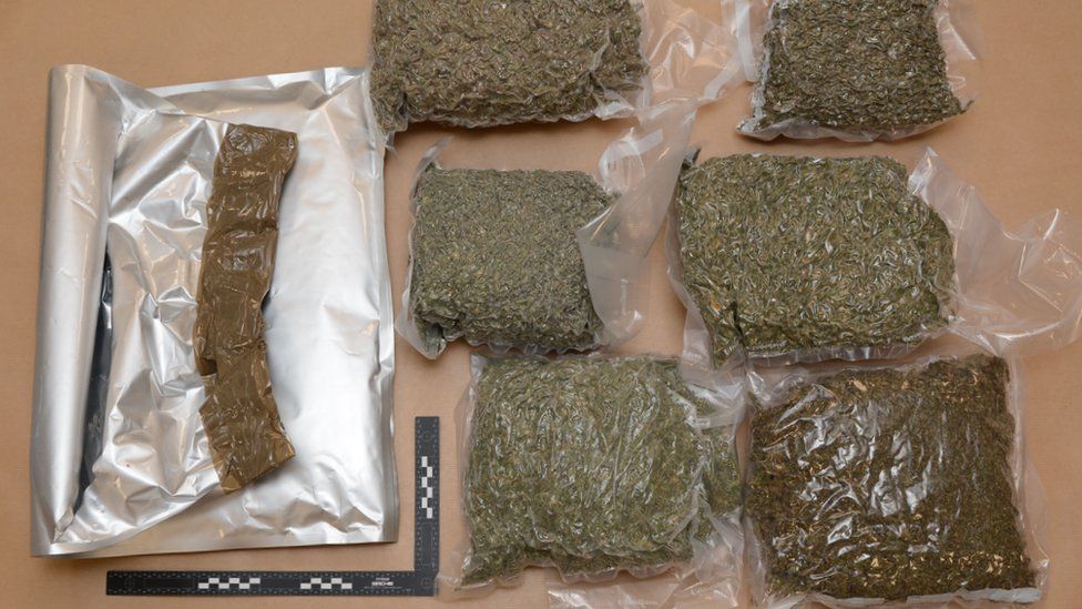 Packets containing cannabis