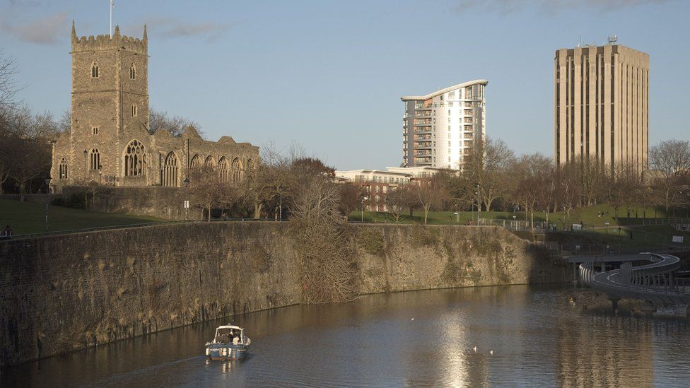 A wide shot of Castle Park in the centre of Bristol