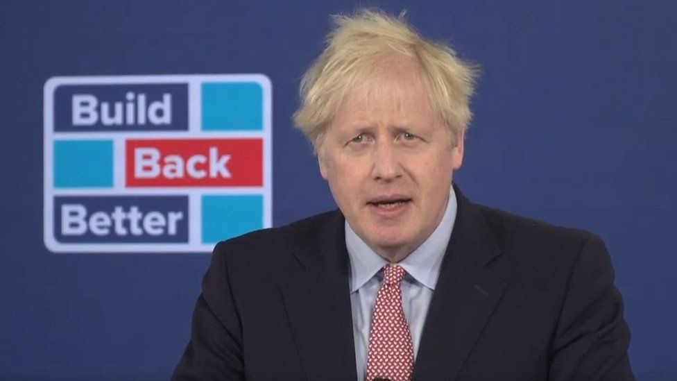 Boris Johnson giving his virtual conference speech