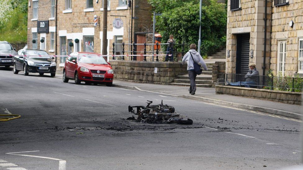 Moped riders steal motorbike in Dronfield and set own bike alight BBC