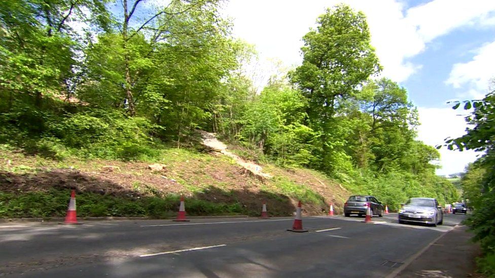 Preston A59 closed at Brockholes Brow for embankment