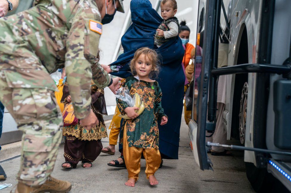 Afghan refugees arriving in the United States in August
