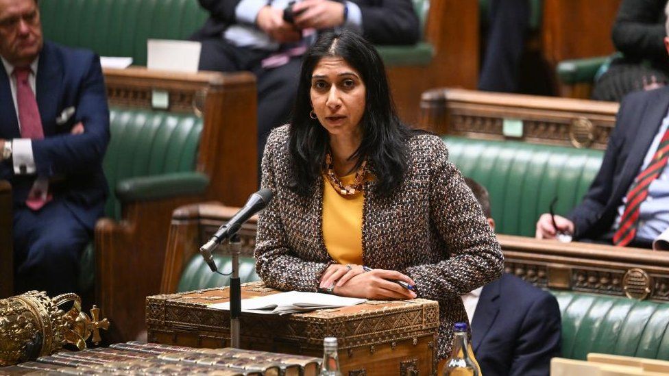 Home Secretary Suella Braverman making a statement to MPs in the House of Commons