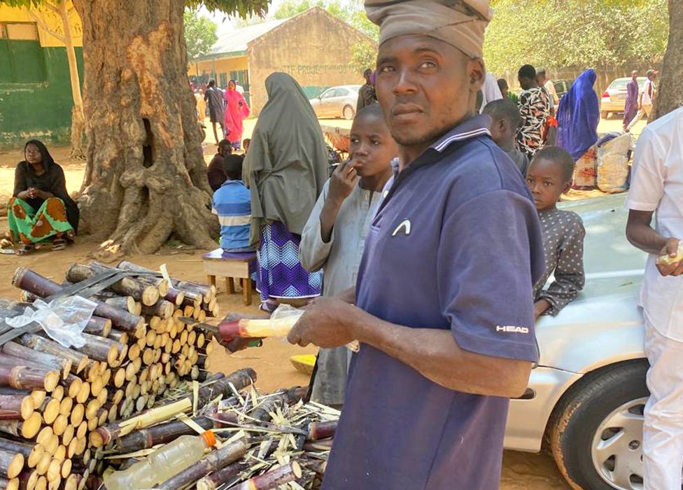 A sugarcane seller in Kano, Nigeria - Saturday 25 February 2023
