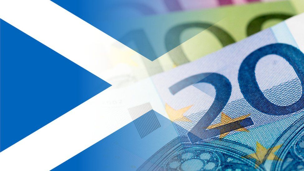 Saltire flag and euro notes
