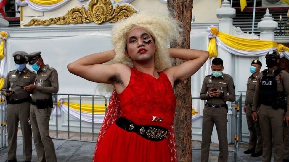 An LGBT activist poses during the rally in Bangkok, Thailand. Photo: 25 July 2020