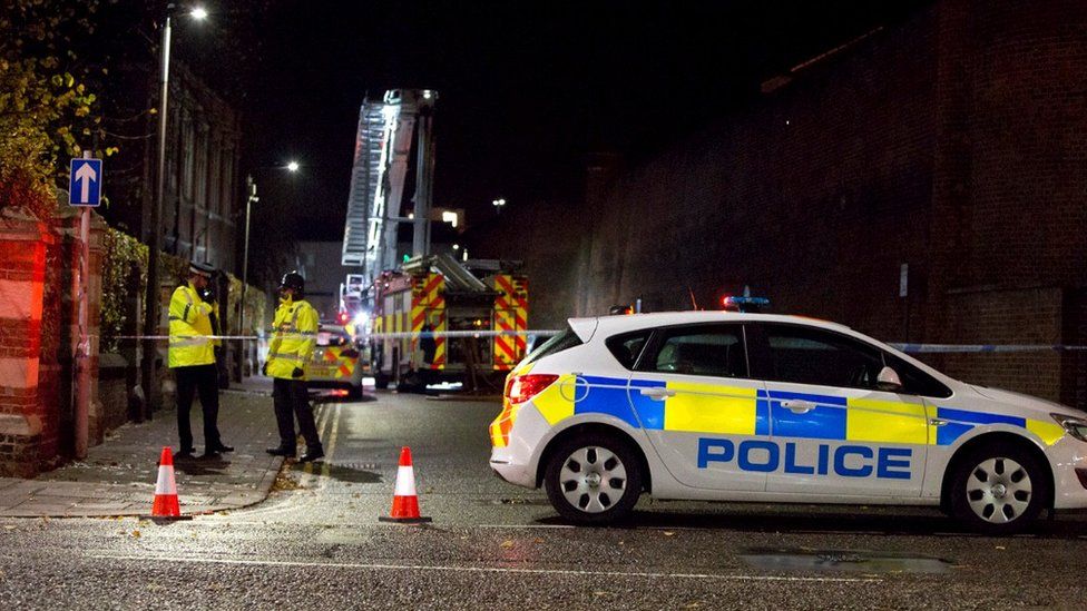 A police car outside HMP Bedford