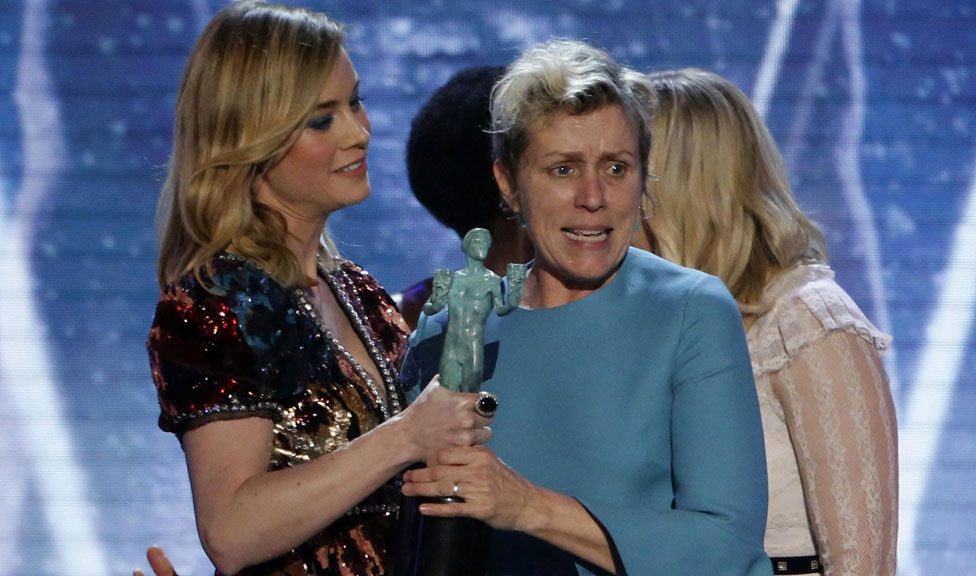 Frances McDormand with Brie Larson at the Screen Actors Guild awards