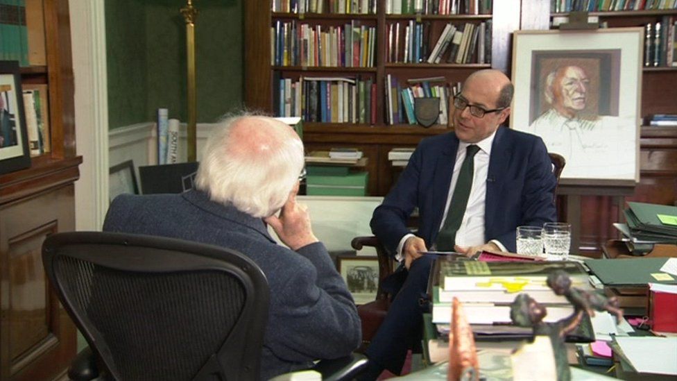 President Michael D Higgins speaking to the BBC's Nick Robinson