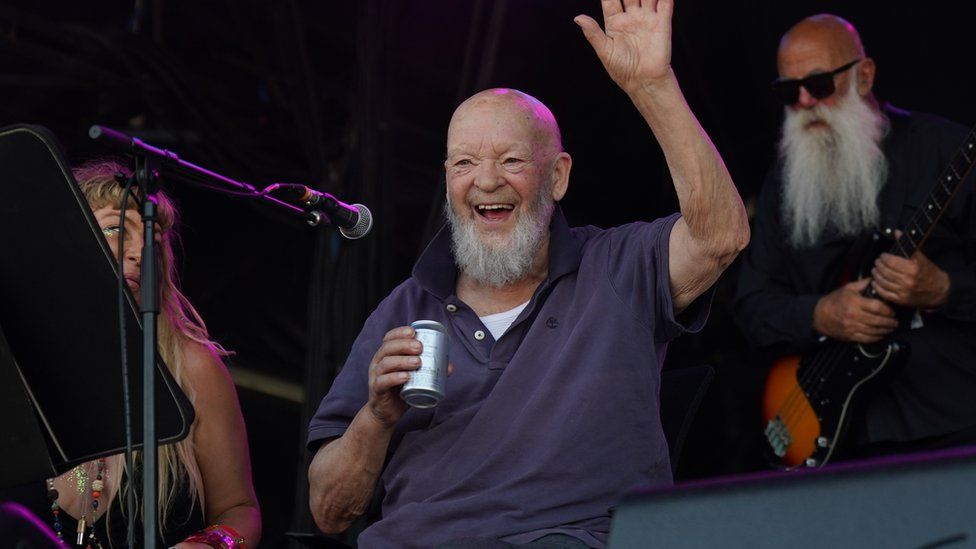 Michael Eavis on stage