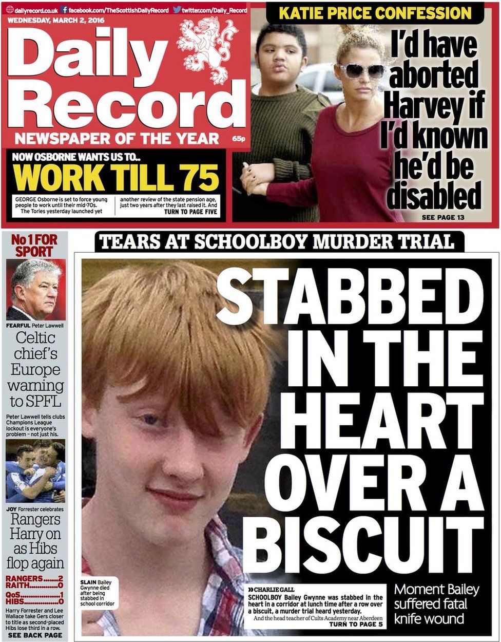 Scotland's papers: Bailey killed in biscuit row and pension review ...