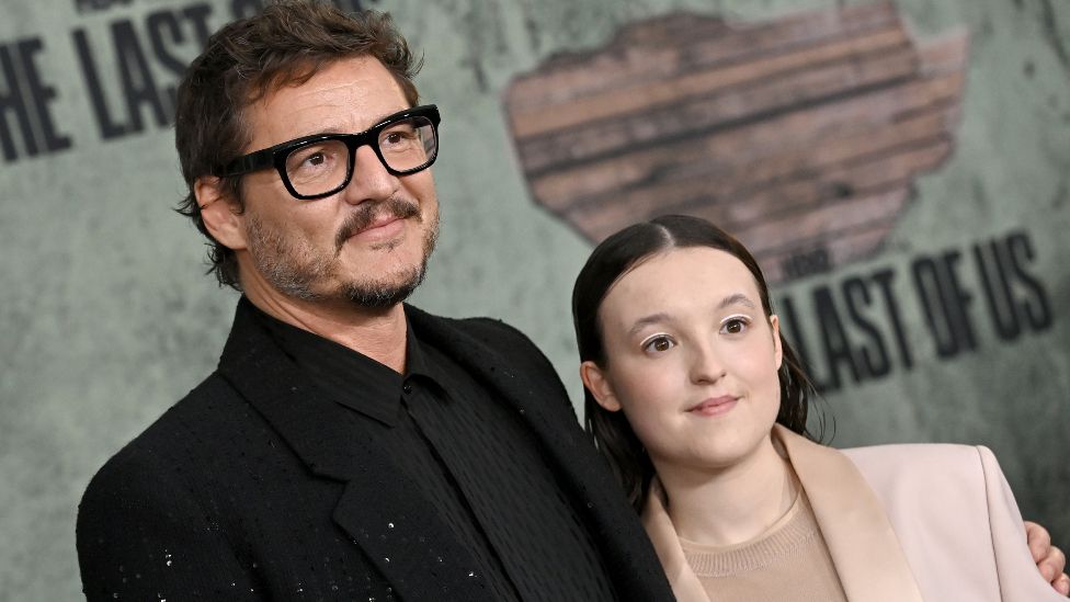 Pedro Pascal and Bella Ramsey attend the Los Angeles Premiere of HBO's "The Last of Us" at Regency Village Theatre on January 09, 2023 in Los Angeles, California