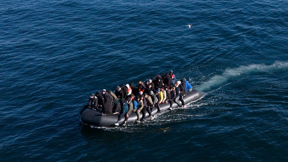 People crossing the English Channel on a small boat on 6 March, 2024