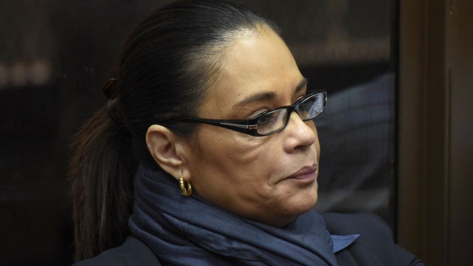 Former Guatemalan vice-president Roxana Baldetti listens during a court hearing in Guatemala City on October 27, 2017.