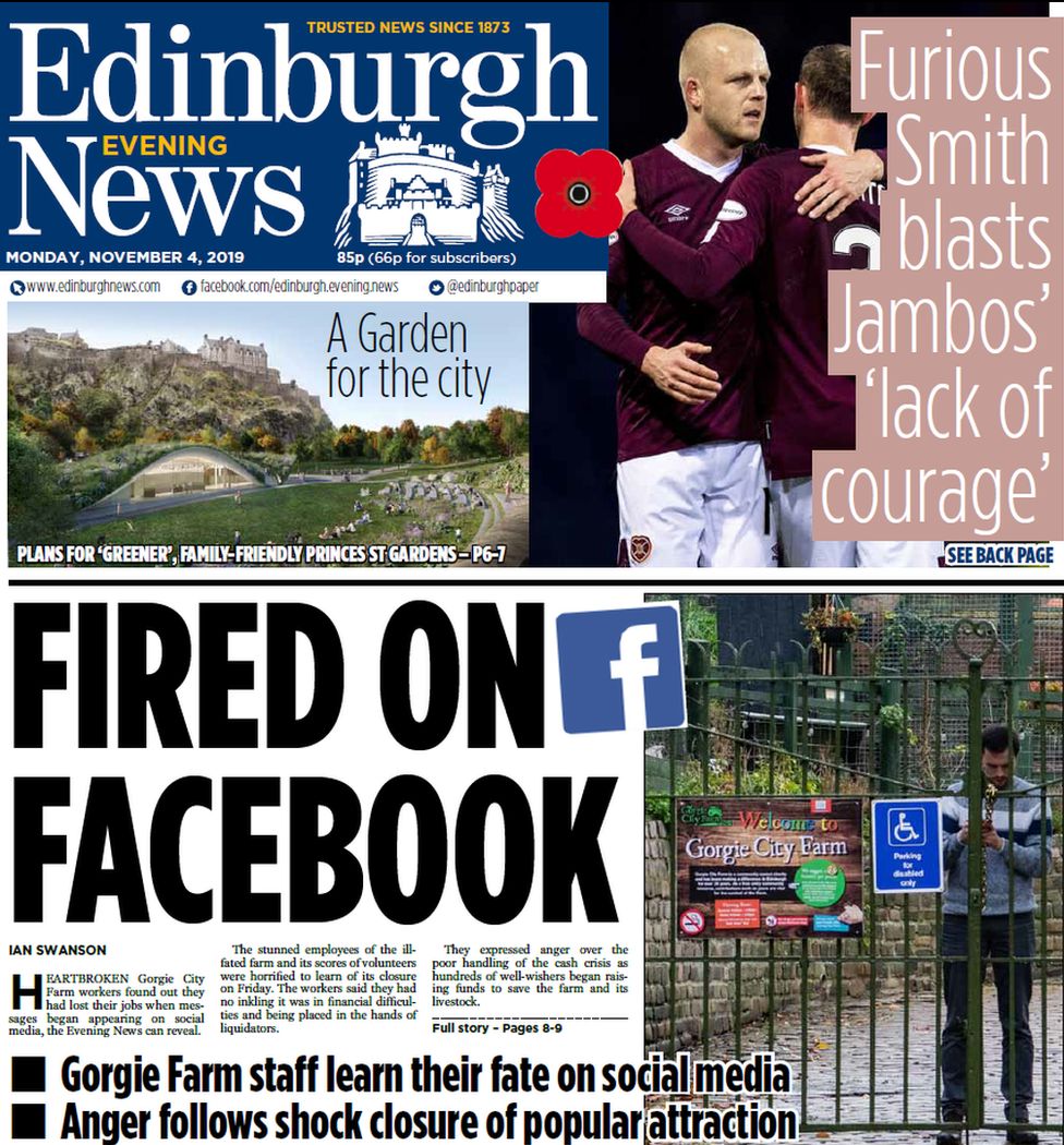 Edinburgh Evening News front page