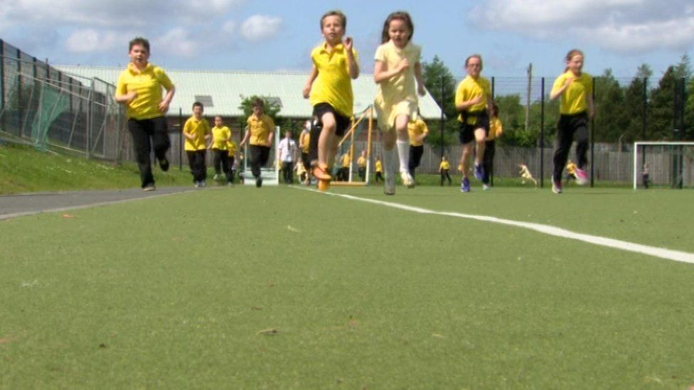 Pupils taking part in their 'daily mile'