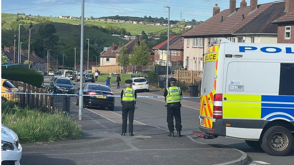 Police cordon in Huddersfield