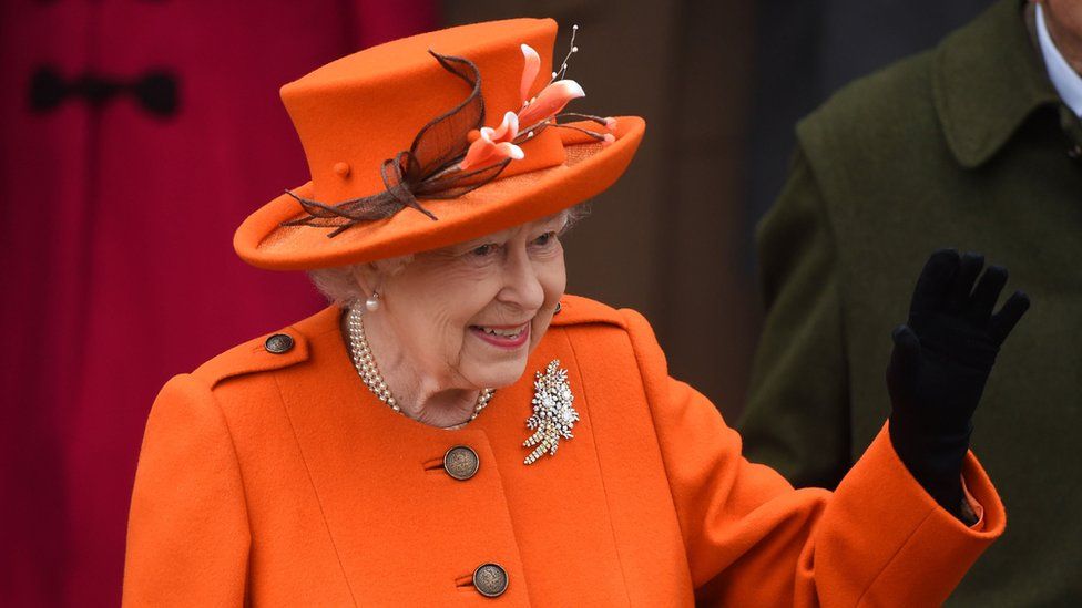 The Queen waved to the crowd after the service