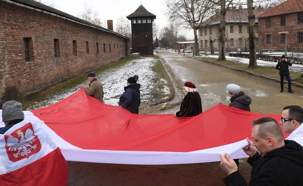Ultra-nationalists marching at Auschwitz, 27 Jan 19