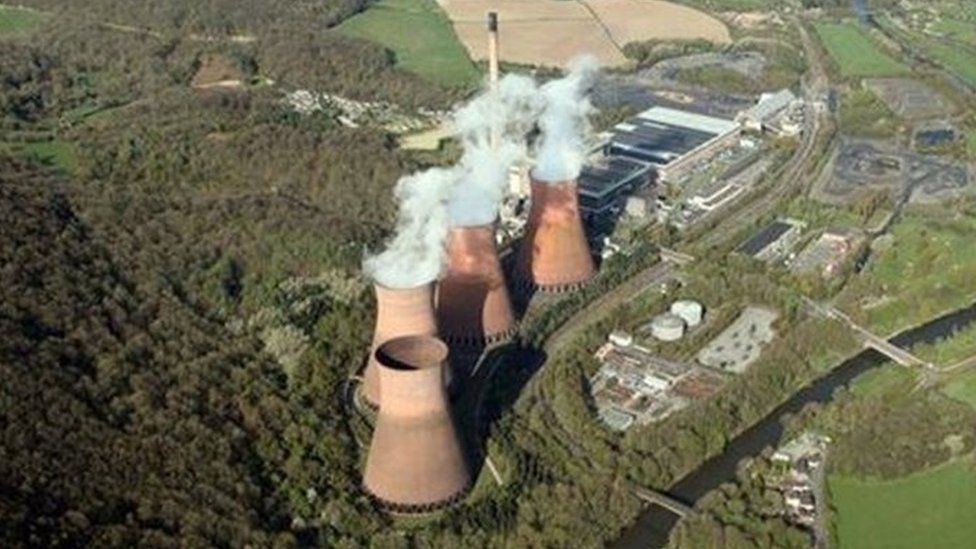 Aerial view of the cooling towers