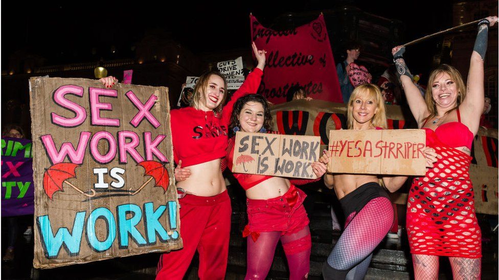 A demonstration against discrimination of sex workers held on International Women's Day in March 2019
