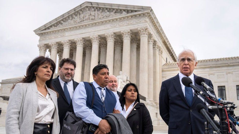Family of Nohemi Gonzalez and their attorney outside the US Supreme Court on 21 February