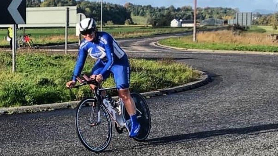 Ms Mackenzie pictured during a race in 2018 at the same roundabout where the crash happened